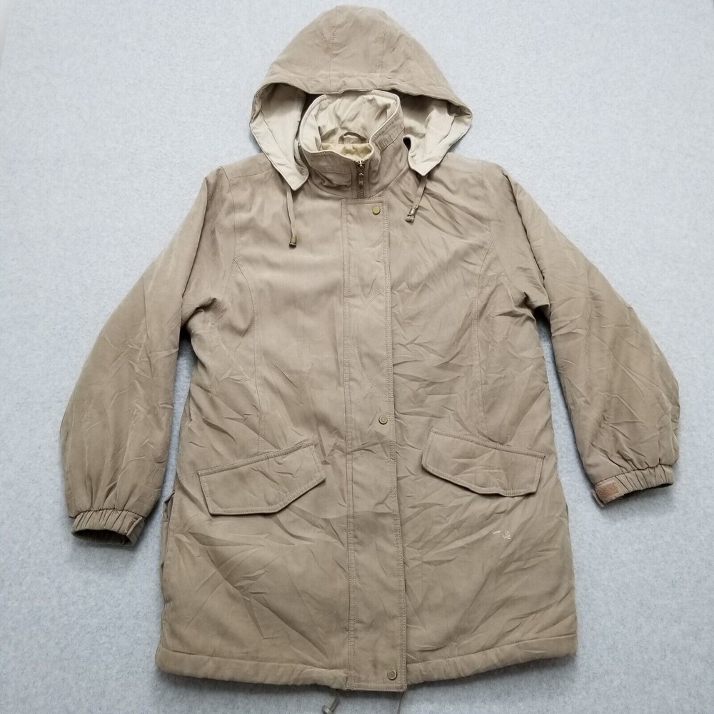 IZ Sport Jacket Womens Medium Brown Parka Full Zip Pockets Hooded